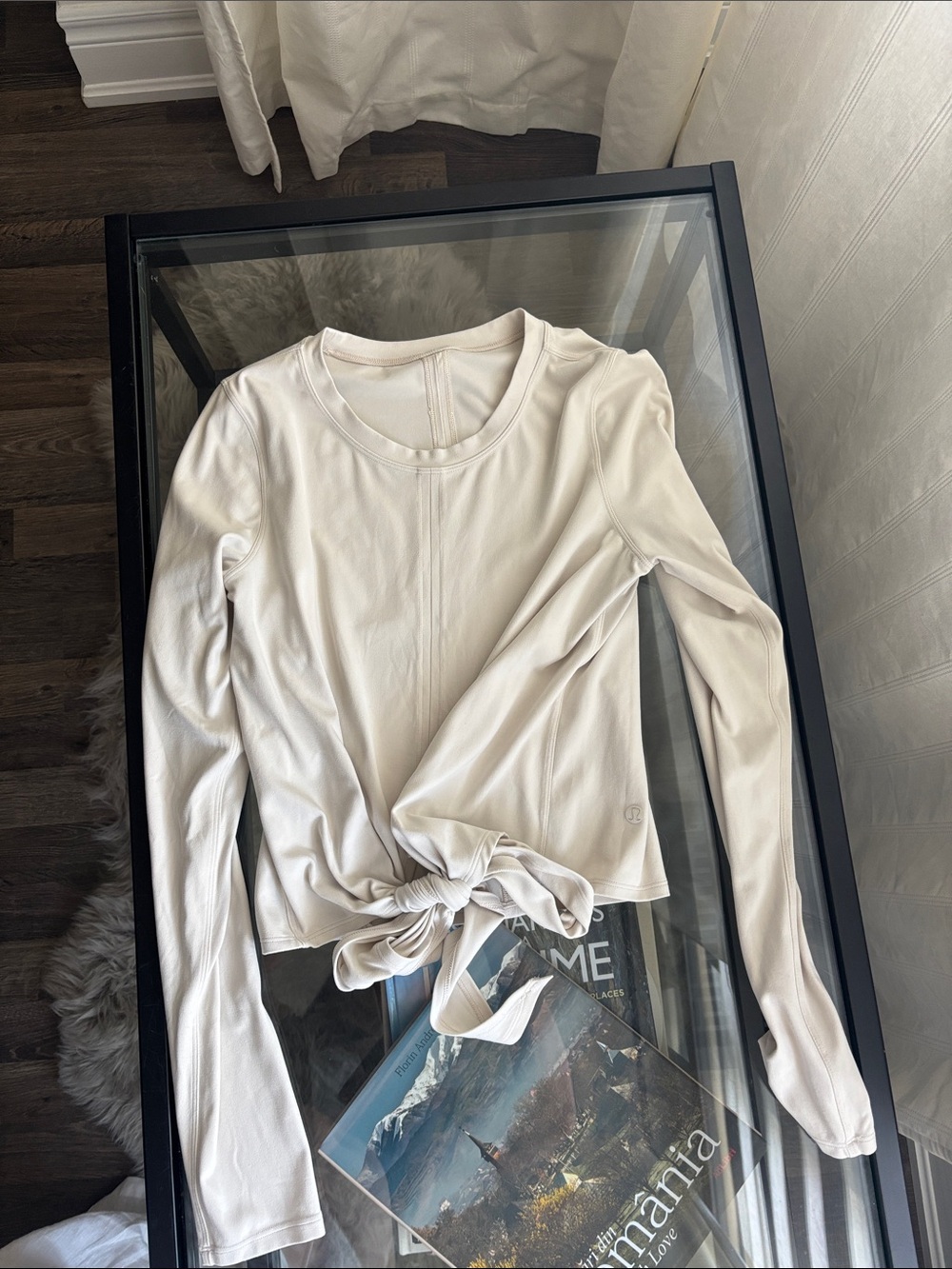 Lululemon Cream Tie-Front Long Sleeve Top